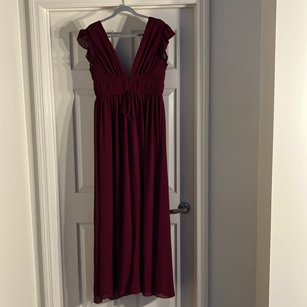 Burgundy maxi wedding dress